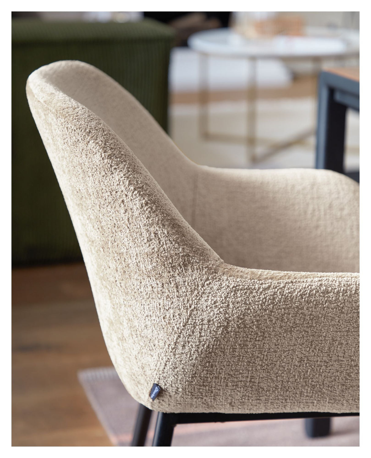 Amira spisestol, Beige Velor Chenille