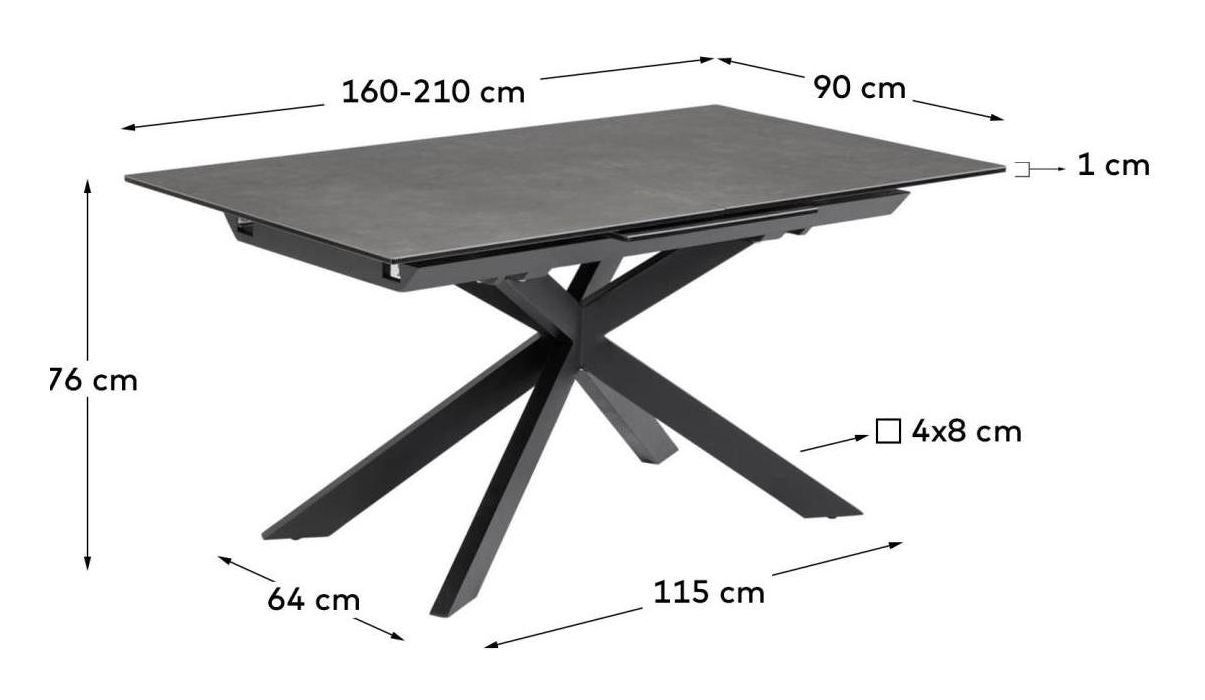 Atminda Dining Table 160/210x90, Dark Grey