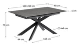 Atminda Dining Table 160/210x90, Dark Grey