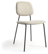 Benilda Dining Chair, Beige Chenille/Oak Veneer/Black Legs