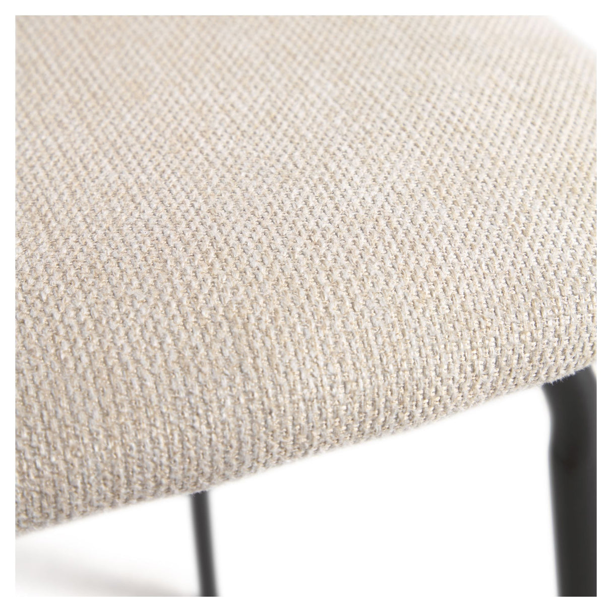 Benilda Dining Chair, Beige Chenille/Oak Veneer/Black Legs