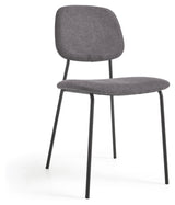 Benilda Dining Chair, Dark Grey Chenille/Oak Veneer/Black Legs