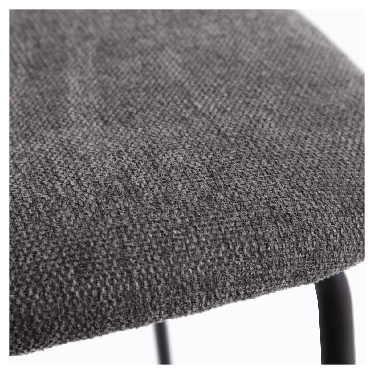 Benilda Dining Chair, Dark Grey Chenille/Oak Veneer/Black Legs