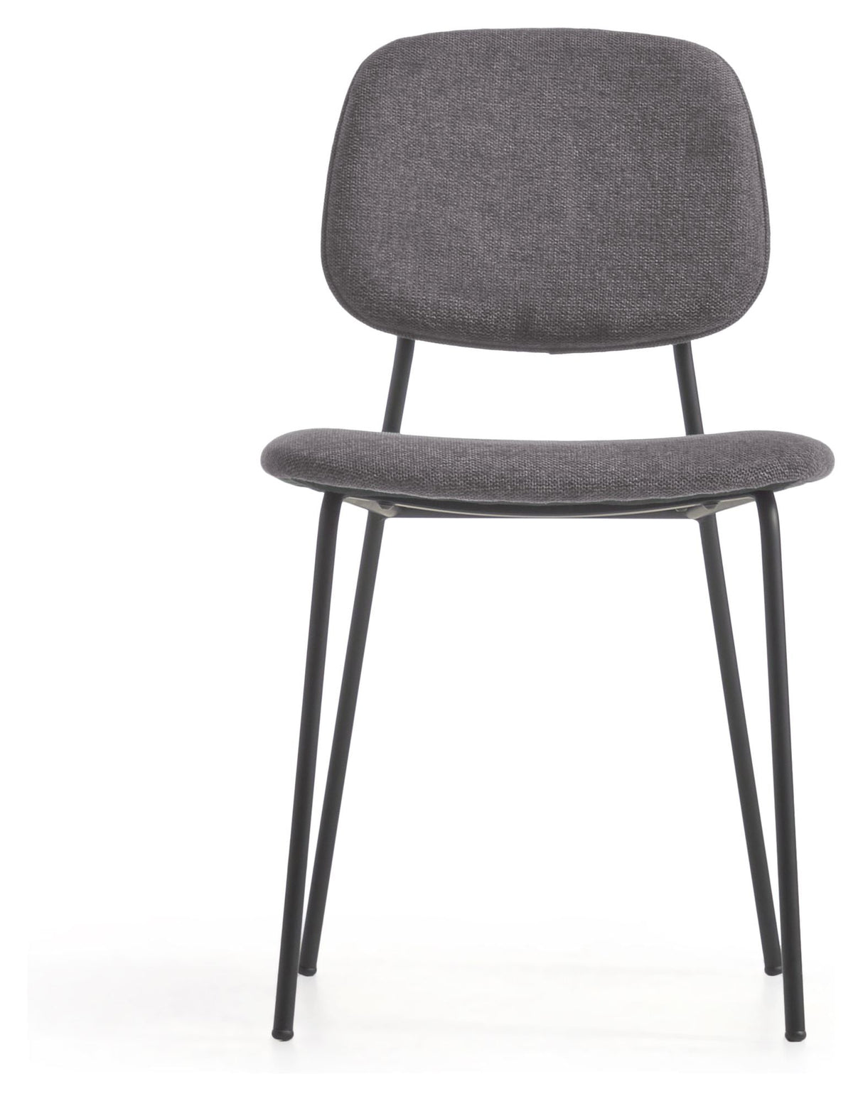 Benilda Dining Chair, Dark Grey Chenille/Oak Veneer/Black Legs