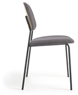 Benilda Dining Chair, Dark Grey Chenille/Oak Veneer/Black Legs