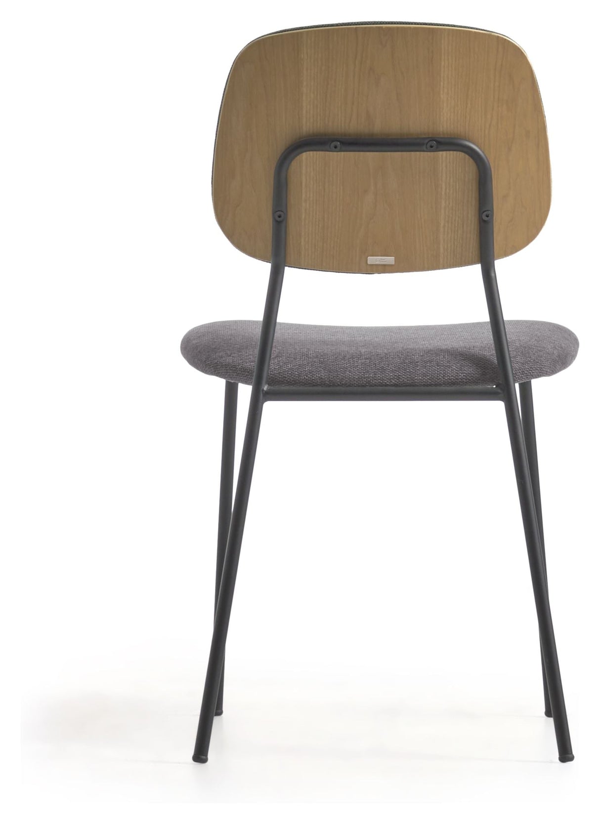 Benilda Dining Chair, Dark Grey Chenille/Oak Veneer/Black Legs