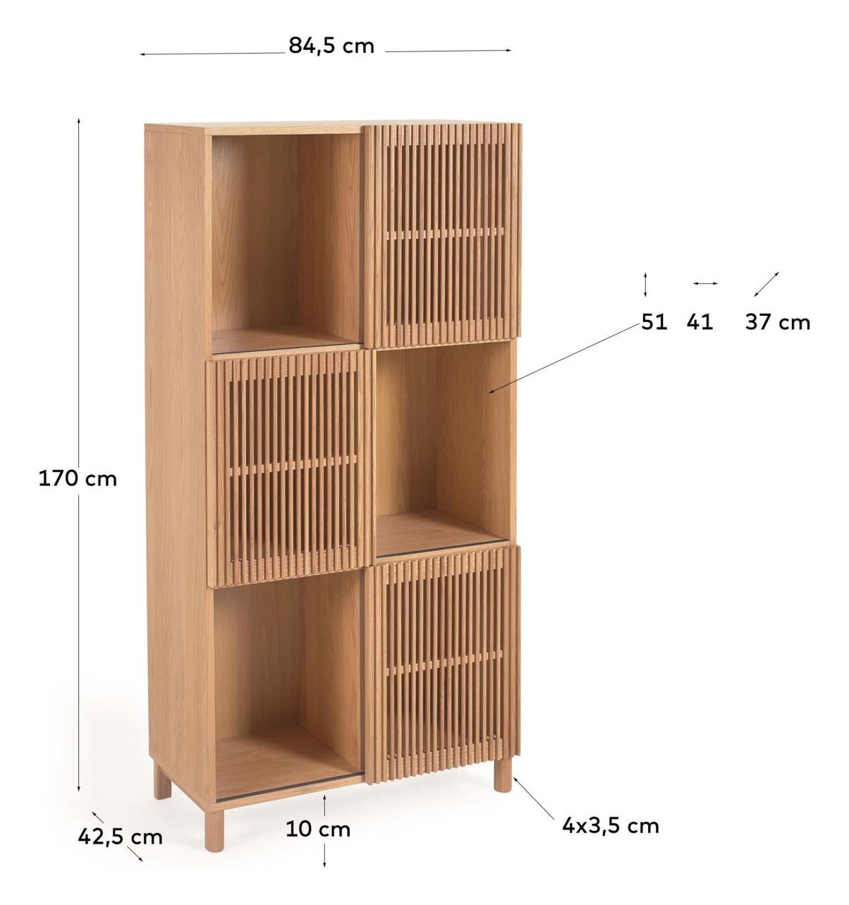 Beyla rack w. 3 dører, H170, eik/finér