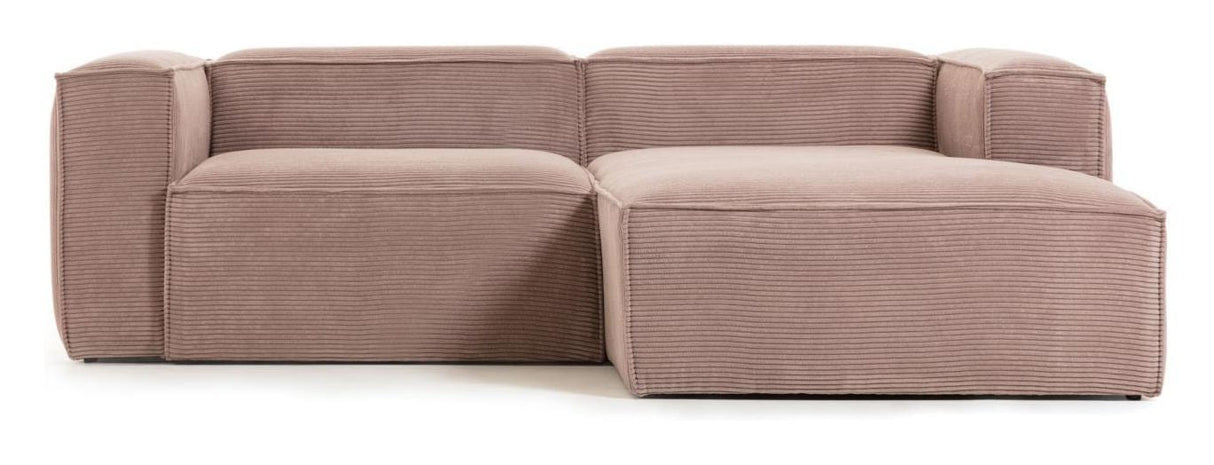 Blokker 2-personer. Sofa med høyre vending chaise rosa fløyel