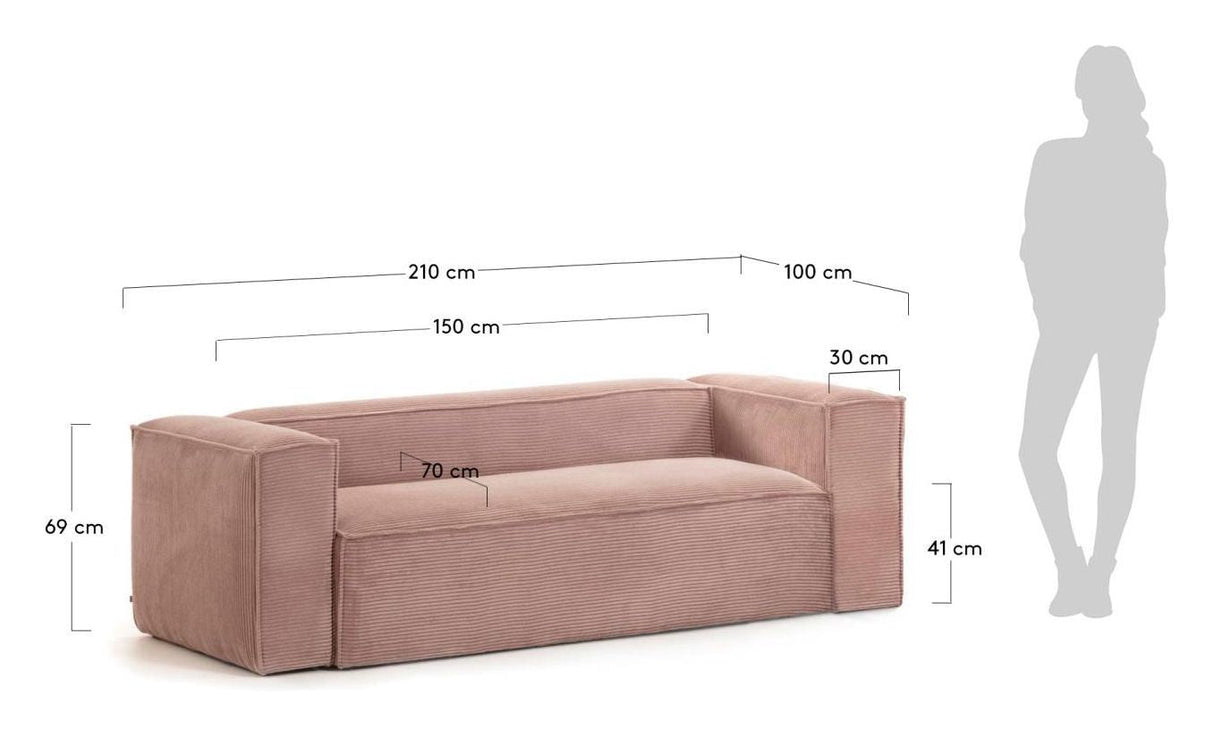 Blokker 2-personer. Sofa rosa fløyel