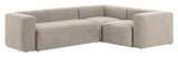 Blokker 3-personer. Corner Sofa Beige Chenille, 290x230