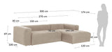 Blokk 3-seters sofa w. Right Chaise Longue - Beige