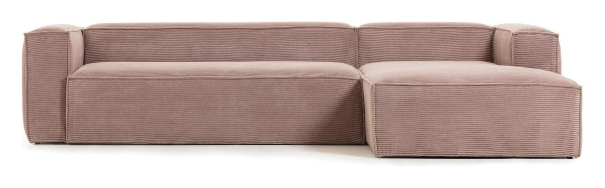 Blokker 3-personer. Sofa med høyre vending chaise rosa fløyel