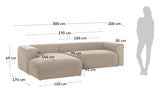 Blokk 3 -seters sofa med venstre sjeselong - beige