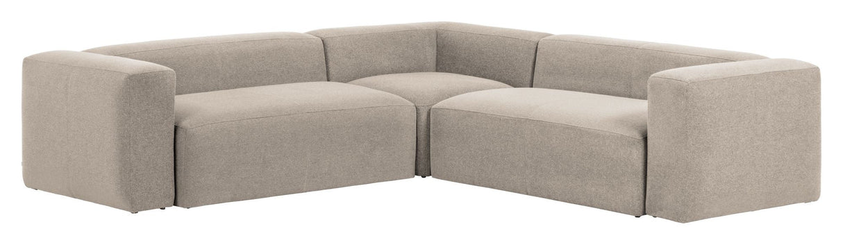 Blokkerer 4-personer. Hjørne sofa beige, 290x290