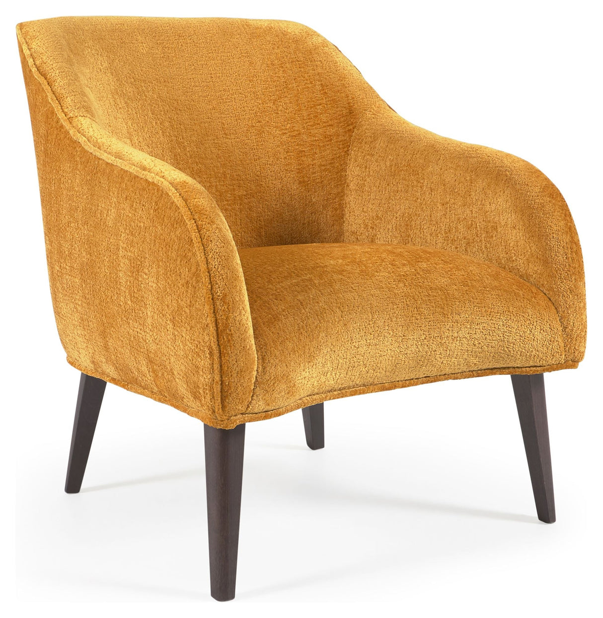 BULLY LOUNGE -stol, Yellow Chenille/Wooden Leg Wenge Finish