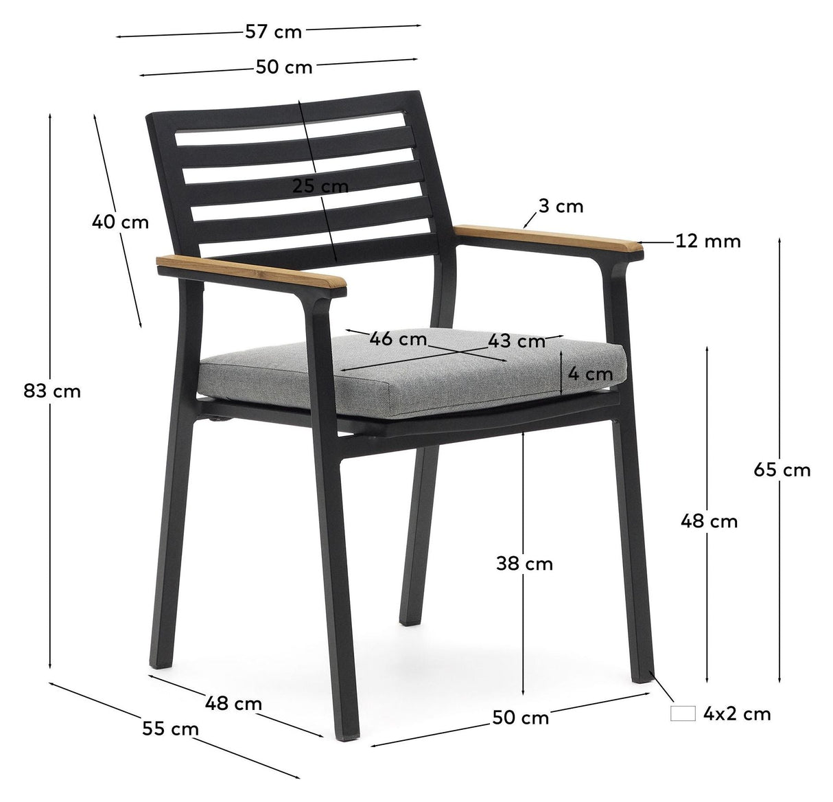 Bona Garden Chair, svart stoff