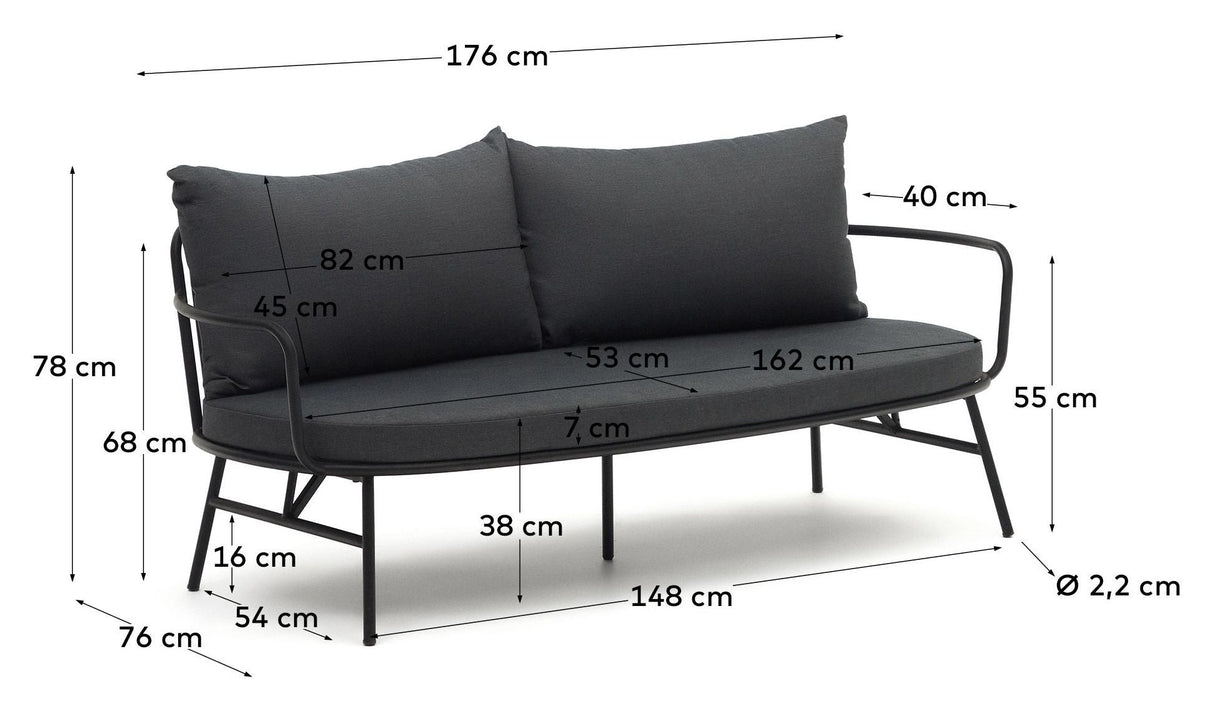 Bramant 2-pers. Sofa, svart