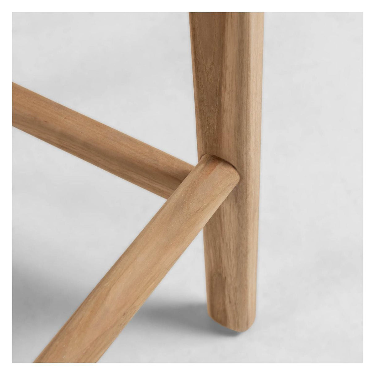 Calixta Bar Stool Teak/Leather, SH: 67cm