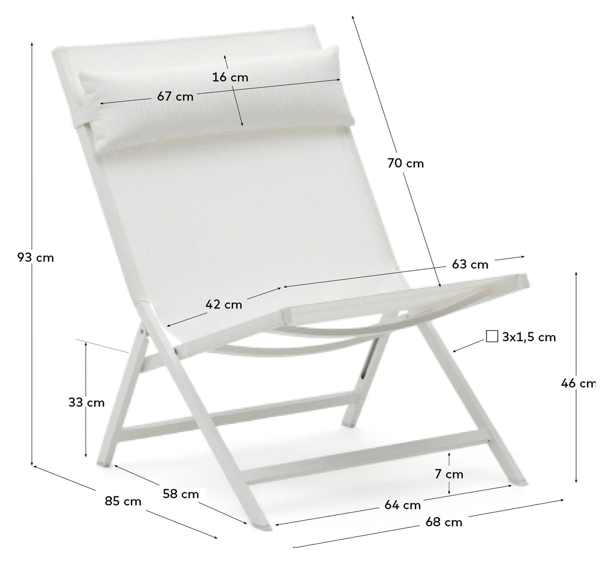 Canutell Folding Chair, White