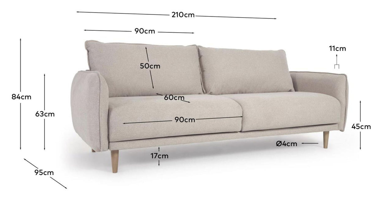 Carlota 3-per. Sofa, hvit