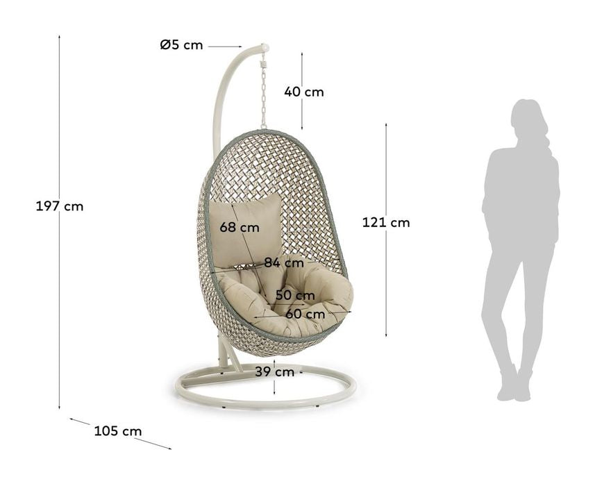 Cira hengestol, håndflettet polyrattan