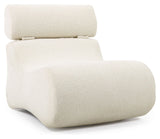 Club Lounge Chair, White Lambskin Look