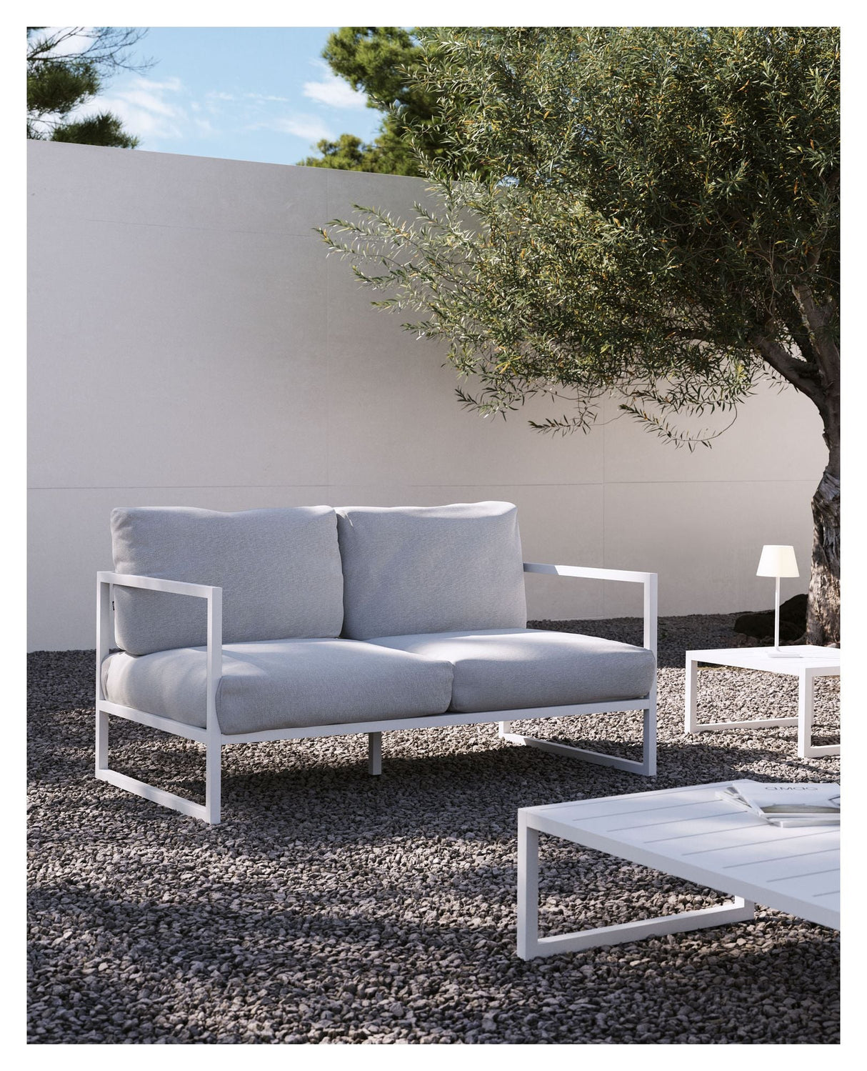 Comova 2-pers. Lounge sofa 152 cm, hvitt/hvitt aluminium