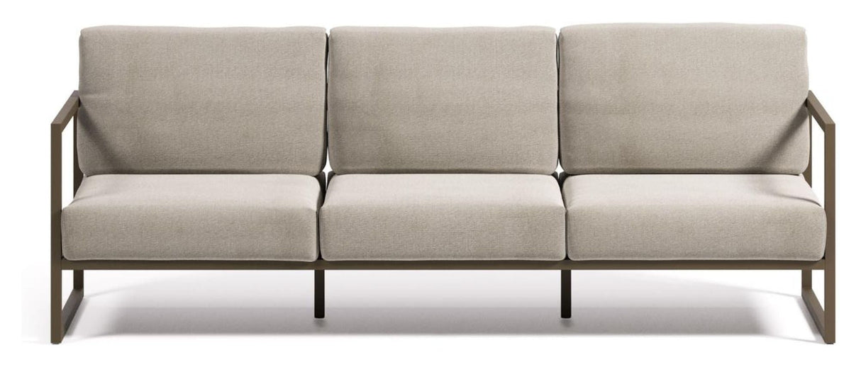 Comova 3-personer. Lounge sofa 225 cm, lysegrå/grønn aluminium