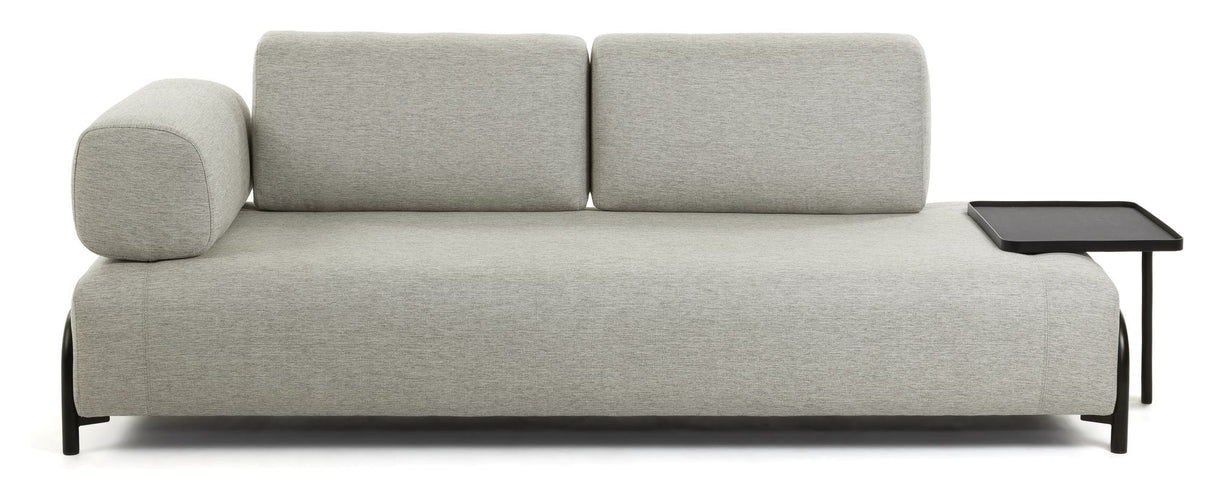 Compo 3-seters sofa med armlener og brett, beige