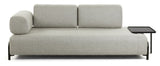 Compo 3-seters sofa med armlener og brett, beige