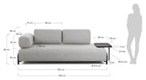 Compo 3-seters sofa med armlener og brett, beige