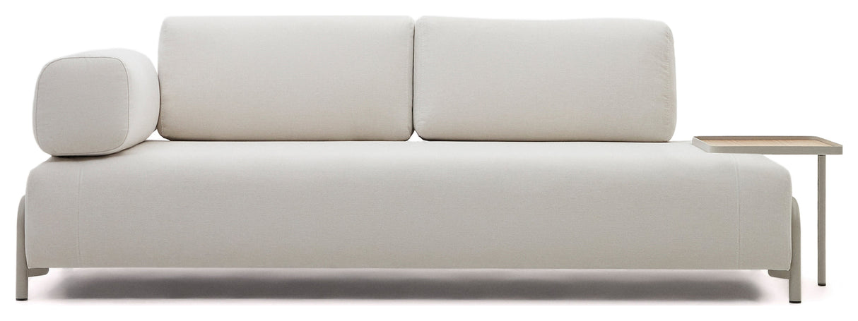 Compo 3-PERS. Sofa med eikbrett, beige chenille