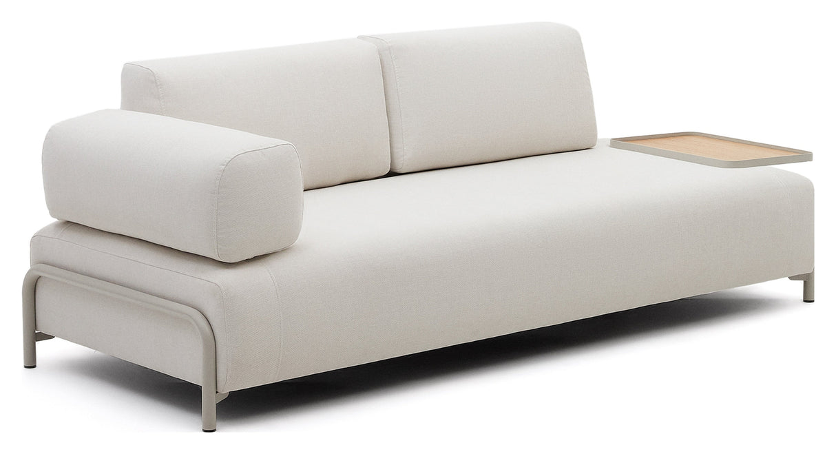 Compo 3-PERS. Sofa med eikbrett, beige chenille