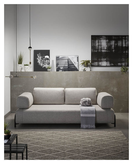 Compo 3-seters sofa w. Liten brett beige