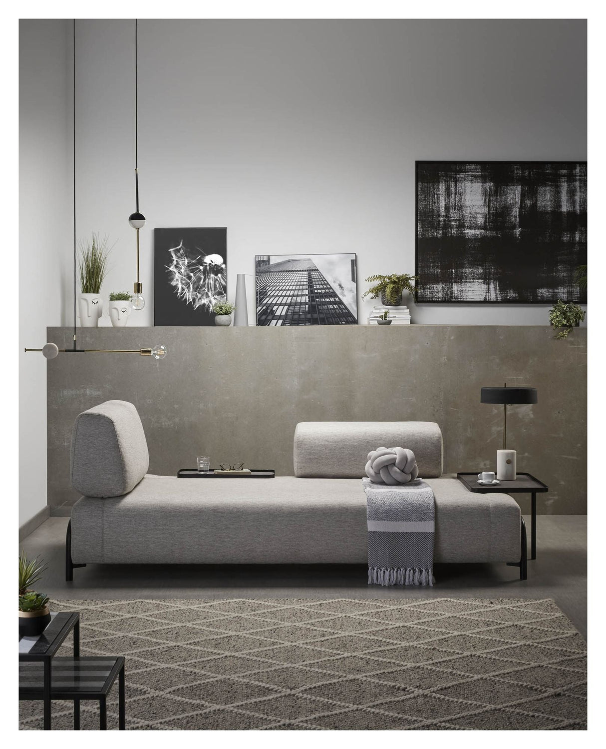 Compo 3-seters sofa w. Liten brett beige