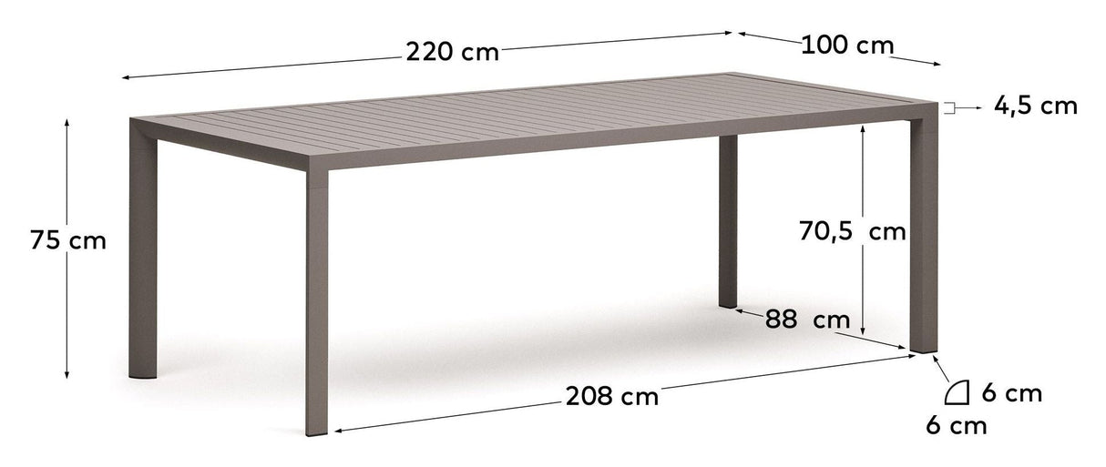 Culip Garden Table, Brown Alu, 220x100