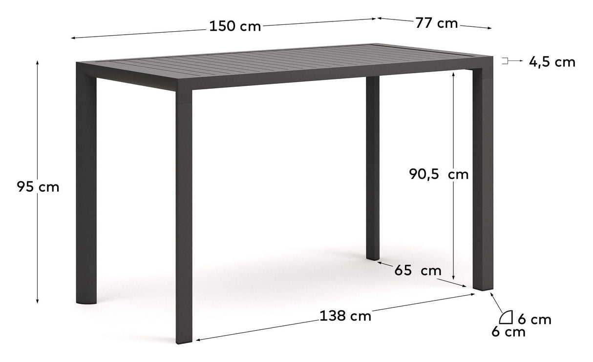 Culip Garden Table, Gray Alu, 95x77x150