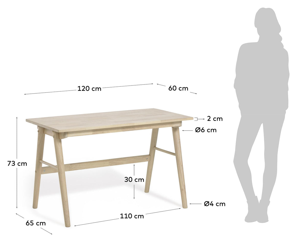 Curie Desk i solid gummi, 120x60