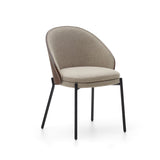 Eamy Dining Chair with Brown Rackrest, Beige Fabric