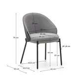 Eamy Dining Chair with Black Rack Rest, Gray Fabric