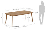 Gaby Garden Table med forlengelse av solid eukalyptus, 183/240x100