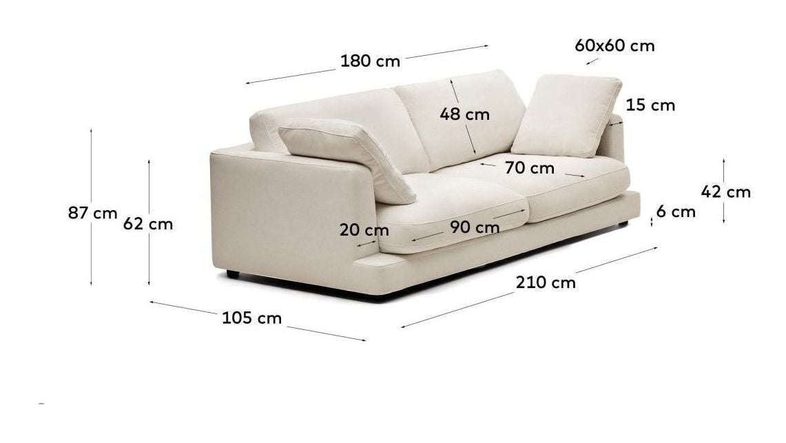 Gala 3-seters sofa, beige chenille stoff