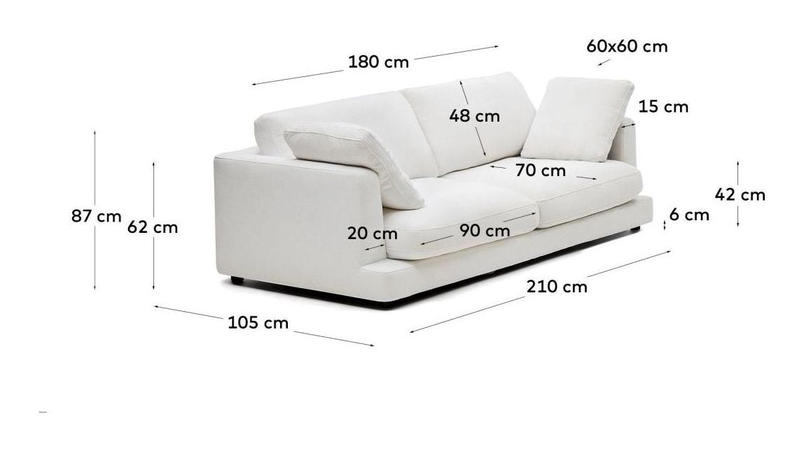 Gala 3-seters sofa, hvit chenille stoff