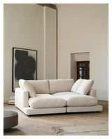 Gala 3-seters sofa med dobbel sjeselong, beige chenille stoff