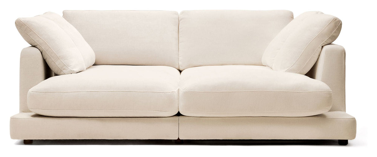 Gala 3-seters sofa med dobbel sjeselong, beige chenille stoff