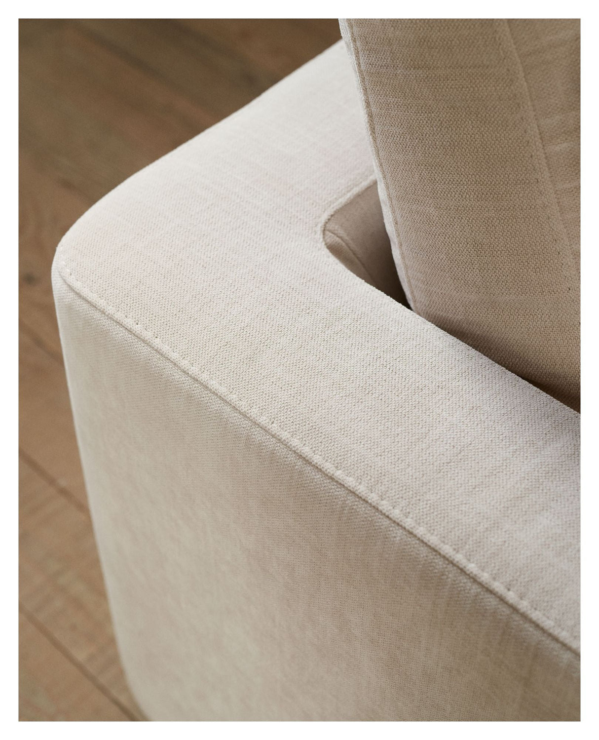 Gala 3-seters sofa med dobbel sjeselong, beige chenille stoff