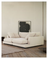 Gala 3-seters sofa med dobbel sjeselong, beige chenille stoff