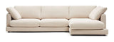 Gala 4-seters sofa med Chaise Longue på høyre side, Beige Chenille-stoff