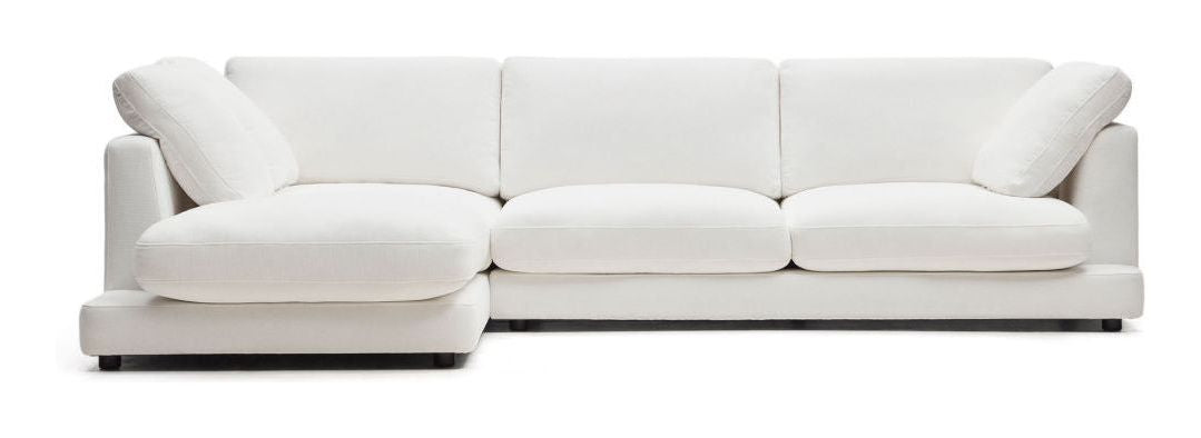 Gala 4-seters sofa med Chaise Longue på venstre side, White Chenille Fabric