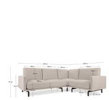 Galen 3-personer. Corner Sofa, 267x207, Beige Chenille